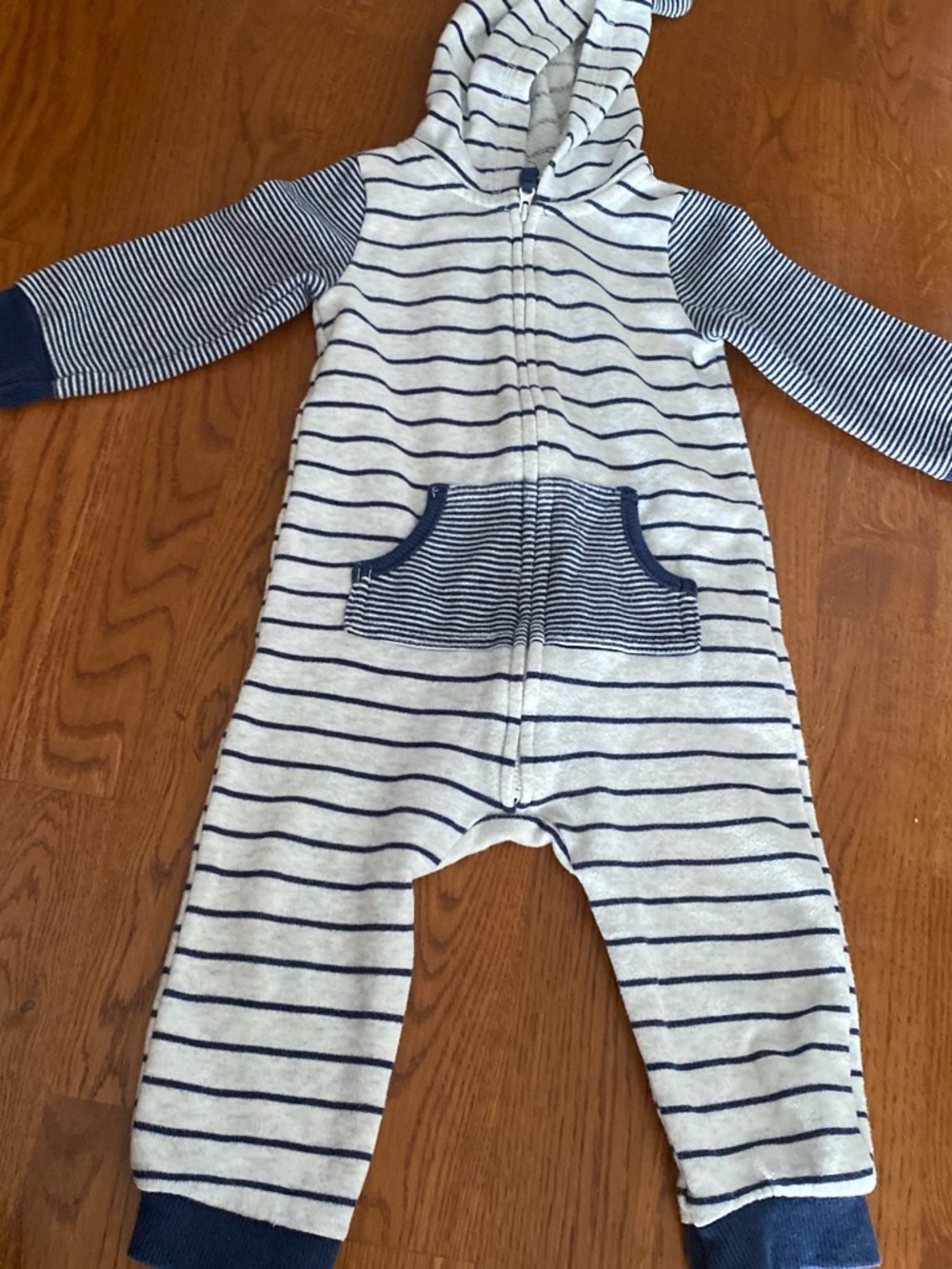 Carter's Striped Hooded Zip Jumpsuit / Coverall - 18 Months